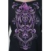 Boho Style Ukrainian Embroidered Folk  Blouse "Magic Herbs" purple on black